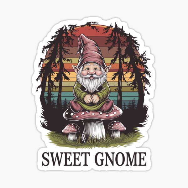 Item preview, Cute Gnome Sitting on Mushroom Vintage Forest designed and sold by Taans-Creation.