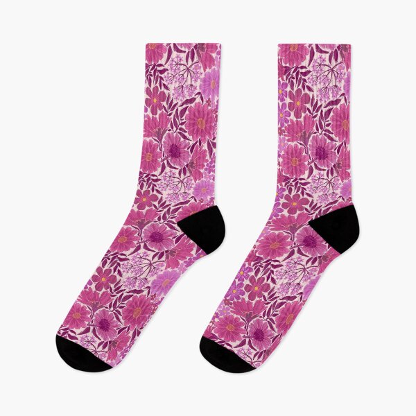 Item preview, Vibrant magenta flowers in a block print style designed and sold by ShellyPenko.