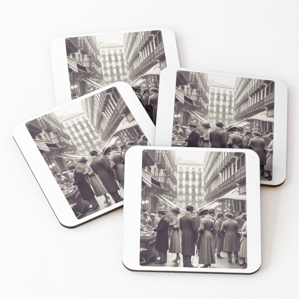 Item preview, 1920s Madrid Spain AI Art – Vintage Black and White City Scene Design for Clothing, Accessories, and Urban Decor designed and sold by knalpot-design.