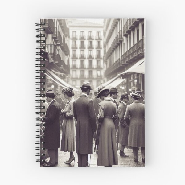Item preview, 1920s Madrid Spain AI Art – Vintage Black and White City Scene Design for Clothing, Accessories, and Urban Decor designed and sold by knalpot-design.
