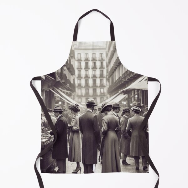 Item preview, 1920s Madrid Spain AI Art – Vintage Black and White City Scene Design for Clothing, Accessories, and Urban Decor designed and sold by knalpot-design.