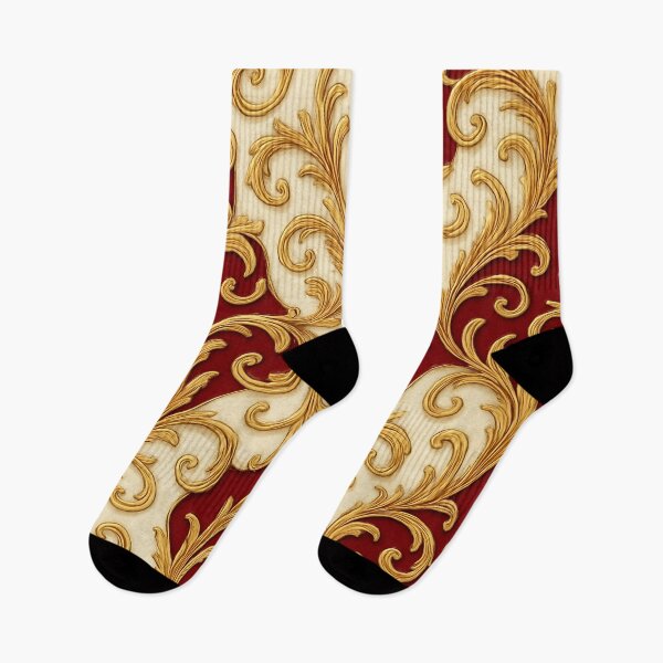 Item preview, Royal Baroque – Red and Gold Embroidered Pattern designed and sold by Kaleidoscope Print.