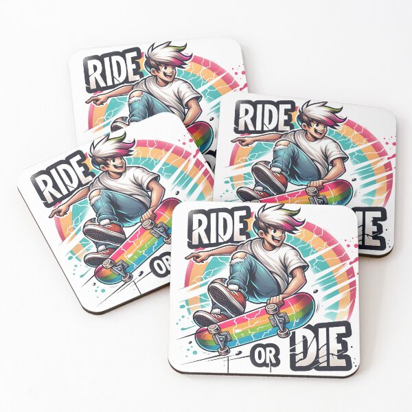 Item preview, Ride or Die Colorful Skateboard Art designed and sold by yasarstore.