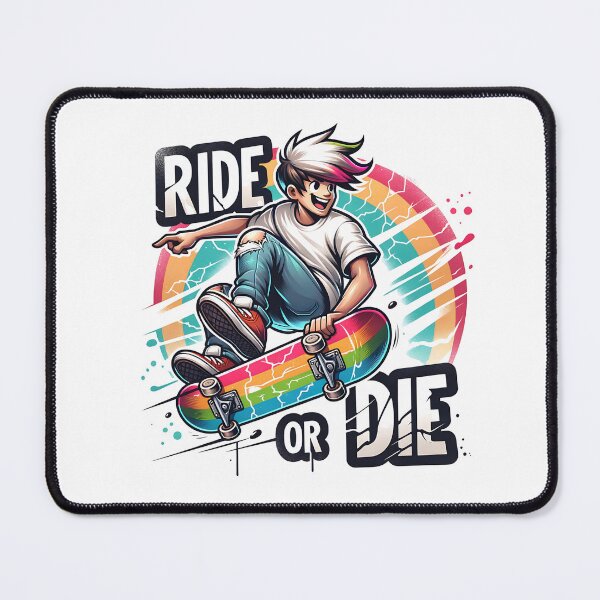 Item preview, Ride or Die Colorful Skateboard Art designed and sold by yasarstore.