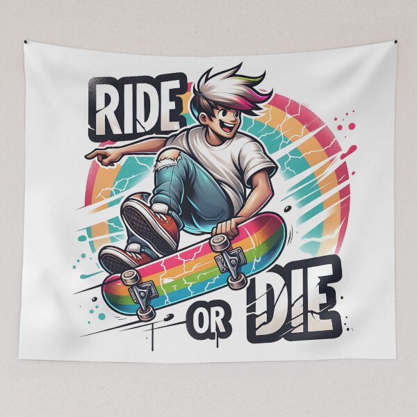 Item preview, Ride or Die Colorful Skateboard Art designed and sold by yasarstore.