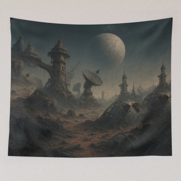 Item preview, Abandoned Space Colony – Futuristic Alien Planet Ruins Illustration designed and sold by PrometheusStyle.