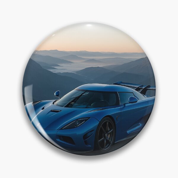Item preview, Hipercoche Koenigsegg azul en la cima de una montaña - Arte de coches exóticos designed and sold by AkilaCreations .