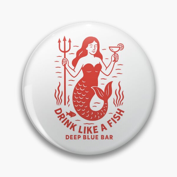 Artikelvorschau, Trinken wie ein Fisch Mermaid Deep Blue Bar Cherry Red entworfen und verkauft von Messy Pressy.