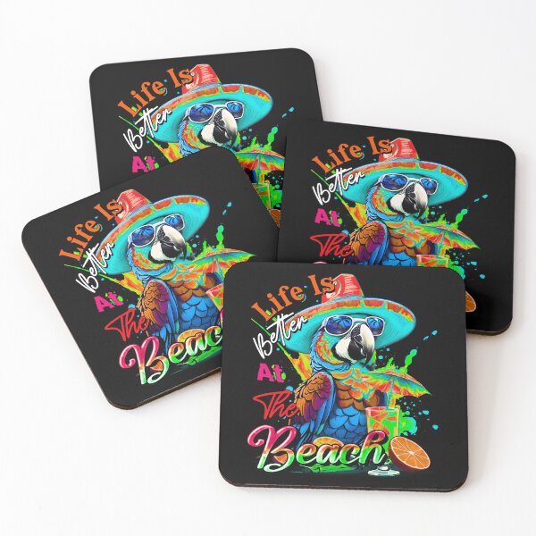 Item preview, Life is Better at the Beach Parrot Tropical Summer Citrus designed and sold by MindWave THC.