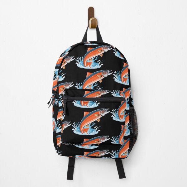 Item preview, Illustration of a jumping atlantic salmon fish (Salmo salar) Leaping Salmon isolated on white background, fish jumping out of water, Salmon fish jumping out of river water designed and sold by Danler.