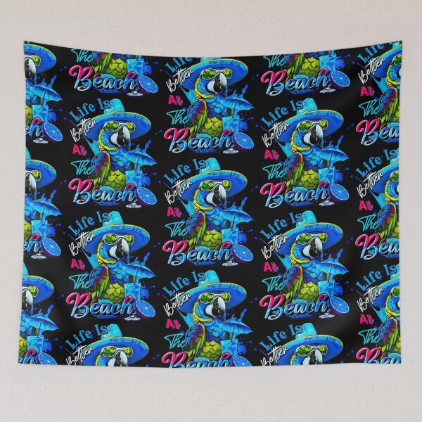 Item preview, Life is Better at the Beach Parrot Tropical Summer Citrus designed and sold by MindWave THC.
