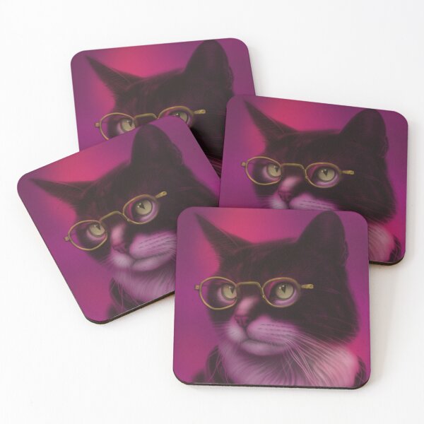 Item preview, Cat portrait in magenta designed and sold by Onehappyhook.