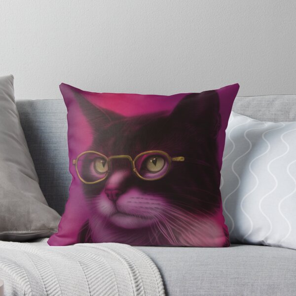 Artikelvorschau, Katzenportrait in Magenta entworfen und verkauft von Onehappyhook.