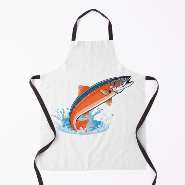 Item preview, Illustration of a jumping atlantic salmon fish (Salmo salar) Leaping Salmon isolated on white background, fish jumping out of water, Salmon fish jumping out of river water designed and sold by Danler.