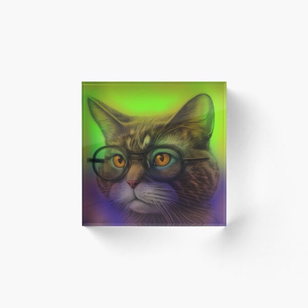 Item preview, Retrato de gato en verde designed and sold by Onehappyhook.