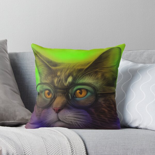 Item preview, Cat portrait in green designed and sold by Onehappyhook.