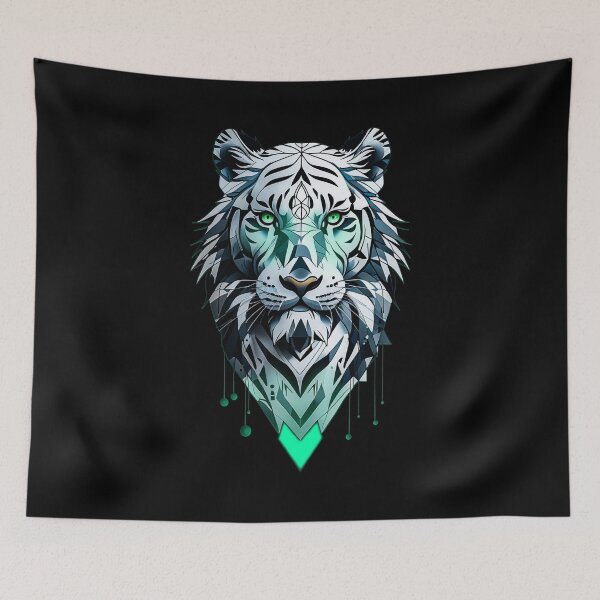Item preview, White Tiger Abstract - Green designed and sold by StefAnimal.