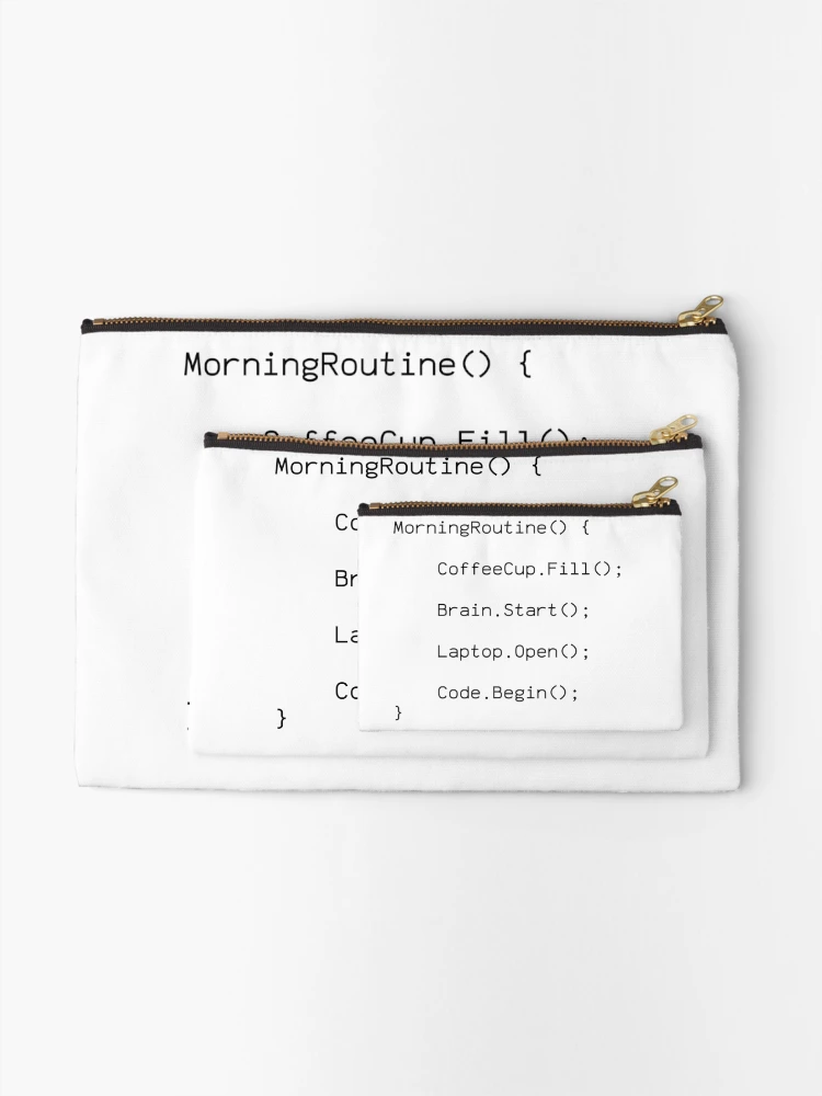 Thumbnail 2 of 4, Zipper Pouch, Morning Routine Code Design - Programmer Gift designed and sold by PrintF-Coffee.