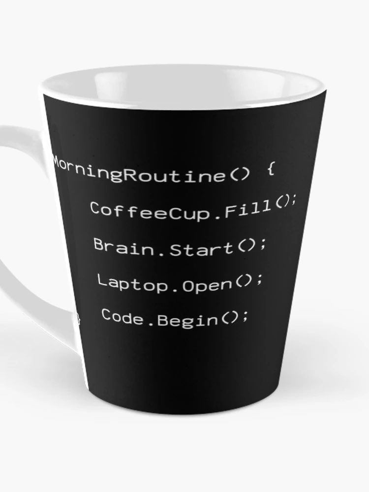Thumbnail 3 of 4, Coffee Mug, Morning Routine Code Design - Programmer Gift - White designed and sold by PrintF-Coffee.