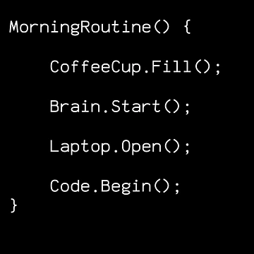 Artwork thumbnail, Morning Routine Code Design - Programmer Gift - White by PrintF-Coffee