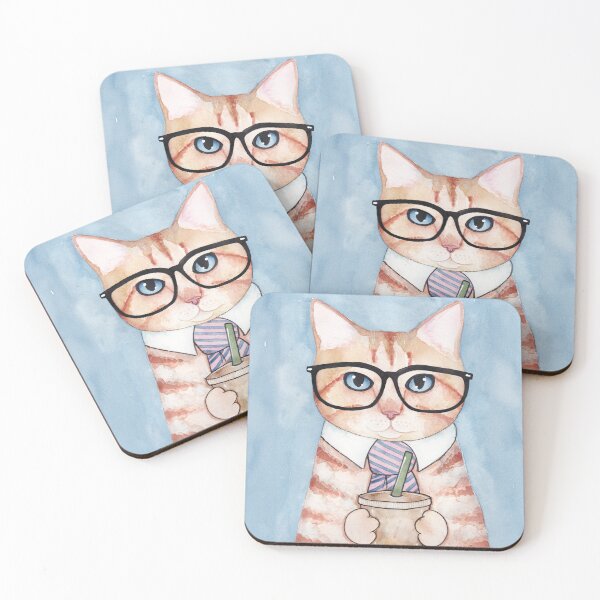 Item preview, Nerdy Tabby Coffee Cat designed and sold by KilkennyCat Art.