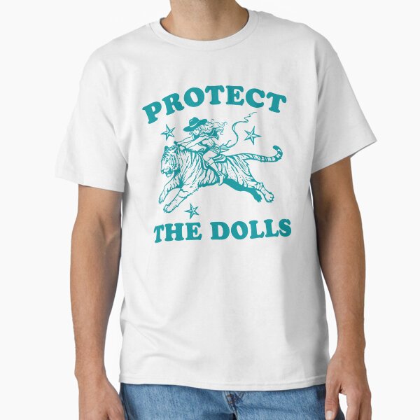 Item preview, Protect The Dolls - Equality Shirt, Feminist T-Shirt, Human Rights Shirt, 90s - 2000s Style Activist Slogan Shirt, Feminism Hell Cat Cowgirl Riding Tiger Meme designed and sold by relcvrouaysArt.