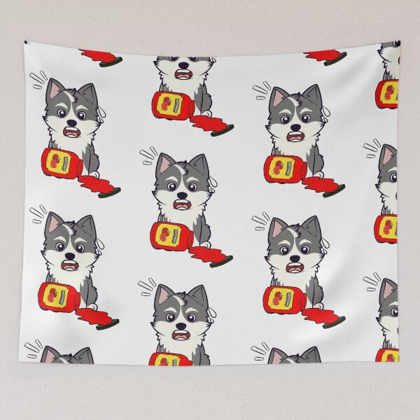 Item preview, Cute Husky Dog Spilled Tomato Ketchup designed and sold by Pet Station.