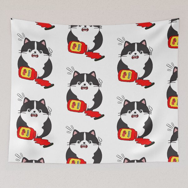 Item preview, Funny Fat Cat Spilled Tomato Ketchup designed and sold by Pet Station.