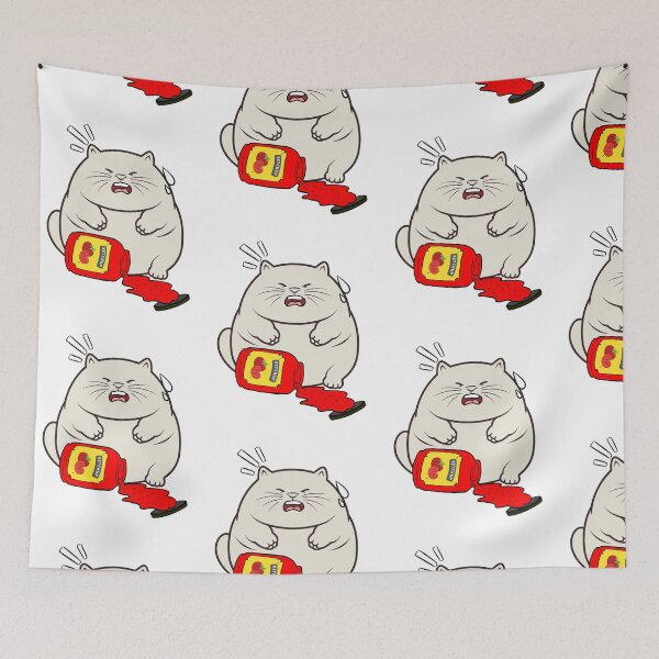 Item preview, Funny Fat Cat Spilled Tomato Ketchup designed and sold by Pet Station.