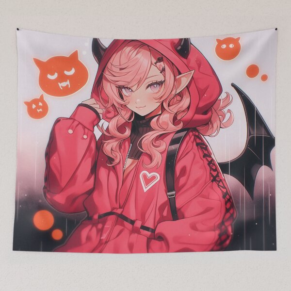 Item preview, Cute Pink Demon Anime Girl designed and sold by bubblegoth.