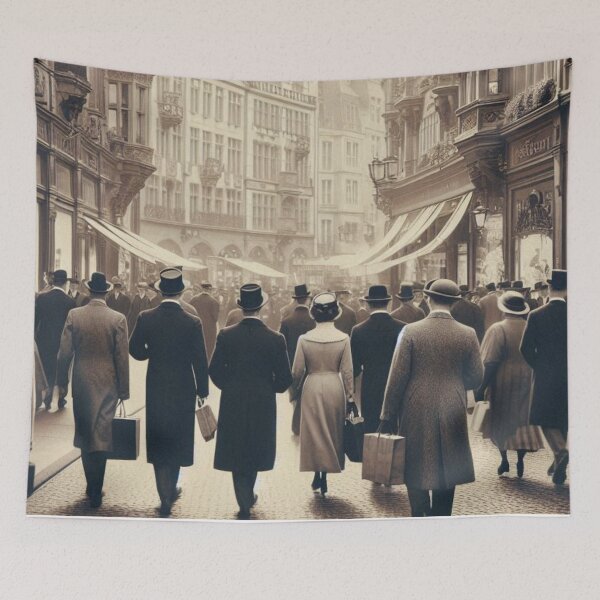 Item preview, 1920s Frankfurt Germany AI Art – Vintage Black and White City Scene Design for Clothing, Accessories, and Urban Lovers designed and sold by knalpot-design.