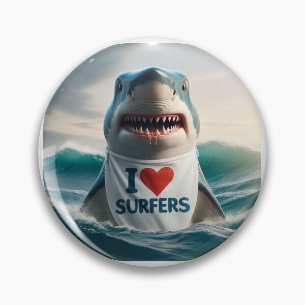 Item preview, Shark wearing a bib that reads I love surfers designed and sold by Outlandishrob.