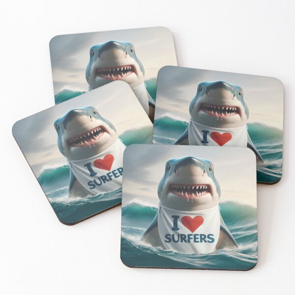 Item preview, Shark wearing a bib that reads I love surfers designed and sold by Outlandishrob.