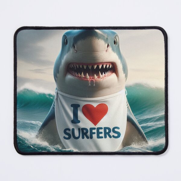Item preview, Shark wearing a bib that reads I love surfers designed and sold by Outlandishrob.