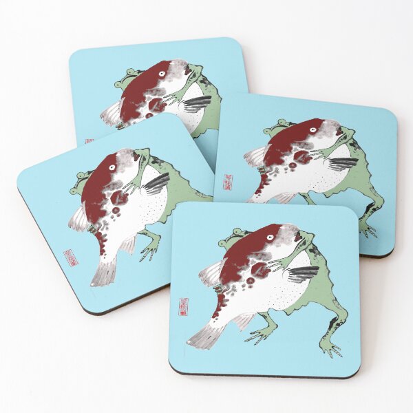 Item preview, Determined Hungry Japanese Frog Toad with Fish 19th Century designed and sold by Pixelchicken.