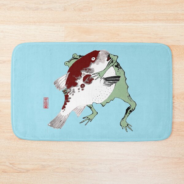 Item preview, Determined Hungry Japanese Frog Toad with Fish 19th Century designed and sold by Pixelchicken.