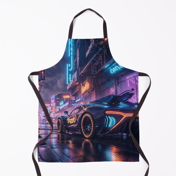 Artikelvorschau, Neon-Cyberpunk-Sportwagen auf futuristischen, verregneten Stadtstraßen – Sci-Fi-Nachtfahrt entworfen und verkauft von pixelated_echoes.
