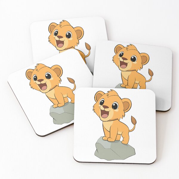 Item preview, Happy baby lion cub roaring on a rock designed and sold by artSchip.