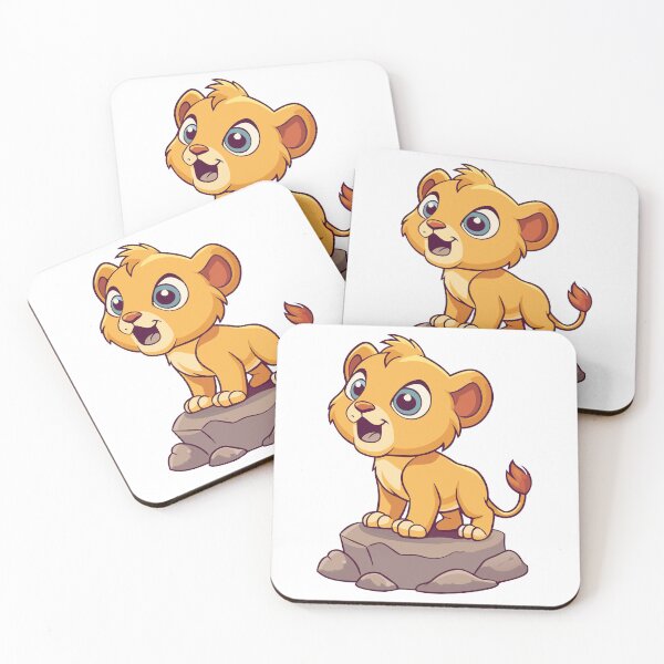 Item preview, Happy baby lion cub roaring on a rock (v02) designed and sold by artSchip.