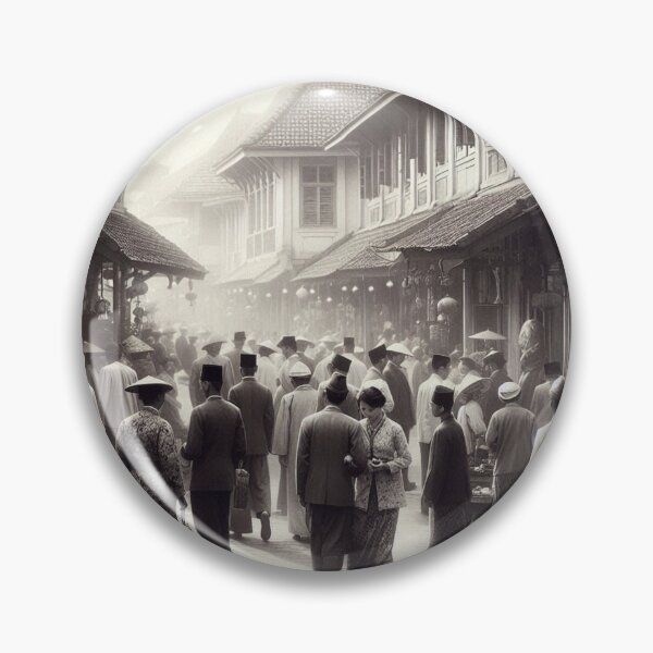 Item preview, 1920s Jakarta Indonesia AI Art – Vintage Black and White City Scene Design for Clothing, Accessories, and Urban Lovers designed and sold by knalpot-design.