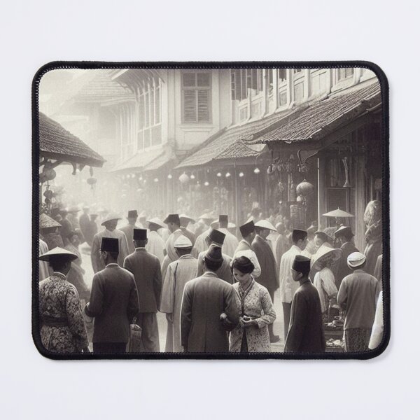 Item preview, 1920s Jakarta Indonesia AI Art – Vintage Black and White City Scene Design for Clothing, Accessories, and Urban Lovers designed and sold by knalpot-design.