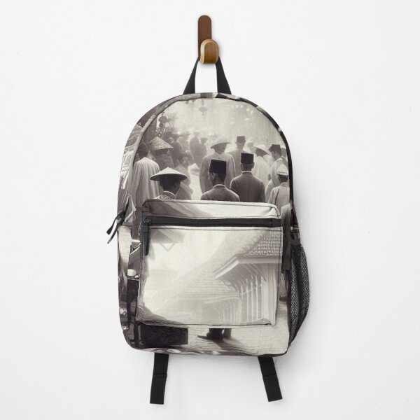 Item preview, 1920s Jakarta Indonesia AI Art – Vintage Black and White City Scene Design for Clothing, Accessories, and Urban Lovers designed and sold by knalpot-design.