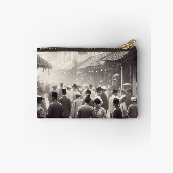 Item preview, 1920s Jakarta Indonesia AI Art – Vintage Black and White City Scene Design for Clothing, Accessories, and Urban Lovers designed and sold by knalpot-design.