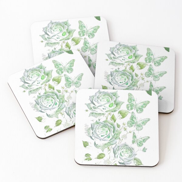Item preview, "Emerald Whisper – Mystical Green Roses & Butterfly Magic" designed and sold by SoulPrints by Beata.