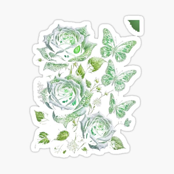 Artikel-Vorschau von „Emerald Whisper – Mystische grüne Rosen & Schmetterlingszauber“, designt und verkauft von SoulPrints by Beata.