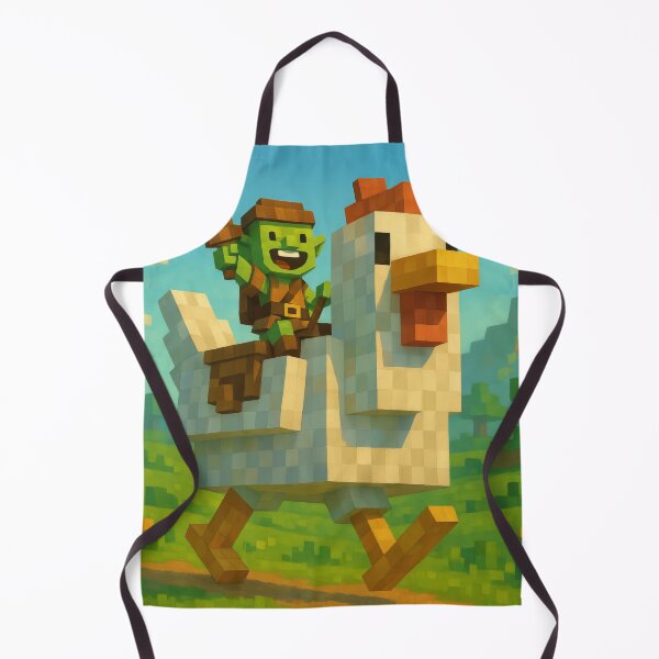 Item preview, Whimsical Goblin Riding a Giant Chicken - Fantasy Voxel Adventure Art designed and sold by Pixel Playground.