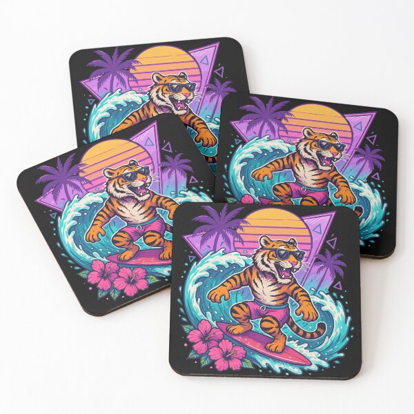 Item preview, Funny Tiger Surfer Wave Summer Retro designed and sold by TomFrontierArt.