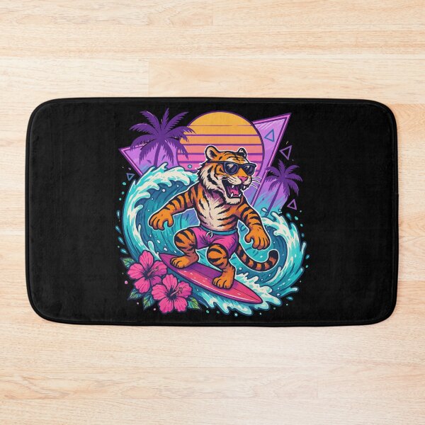 Item preview, Funny Tiger Surfer Wave Summer Retro designed and sold by TomFrontierArt.