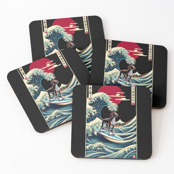 Item preview, German Shorthaired Pointer Kanagawa Wave Surf Surfboard Japanese Art Dog Lover designed and sold by Kimberley King Art  King Art.