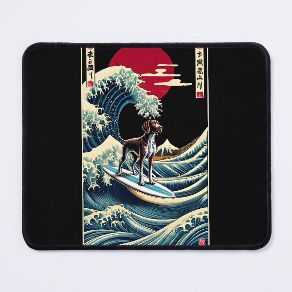Item preview, German Shorthaired Pointer Kanagawa Wave Surf Surfboard Japanese Art Dog Lover designed and sold by Kimberley King Art King Art.